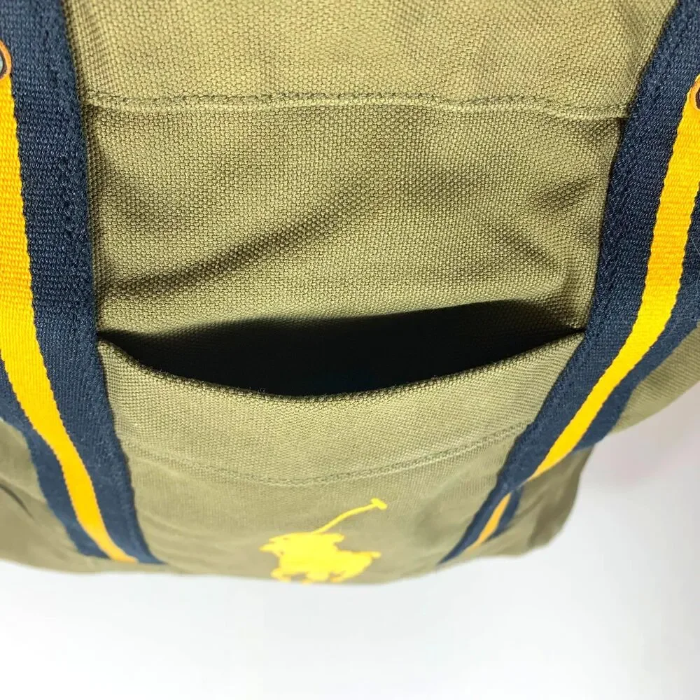 Vintage 90s Polo Ralph Lauren Canvas Tote Bag Green Big Pony Travel Duffel